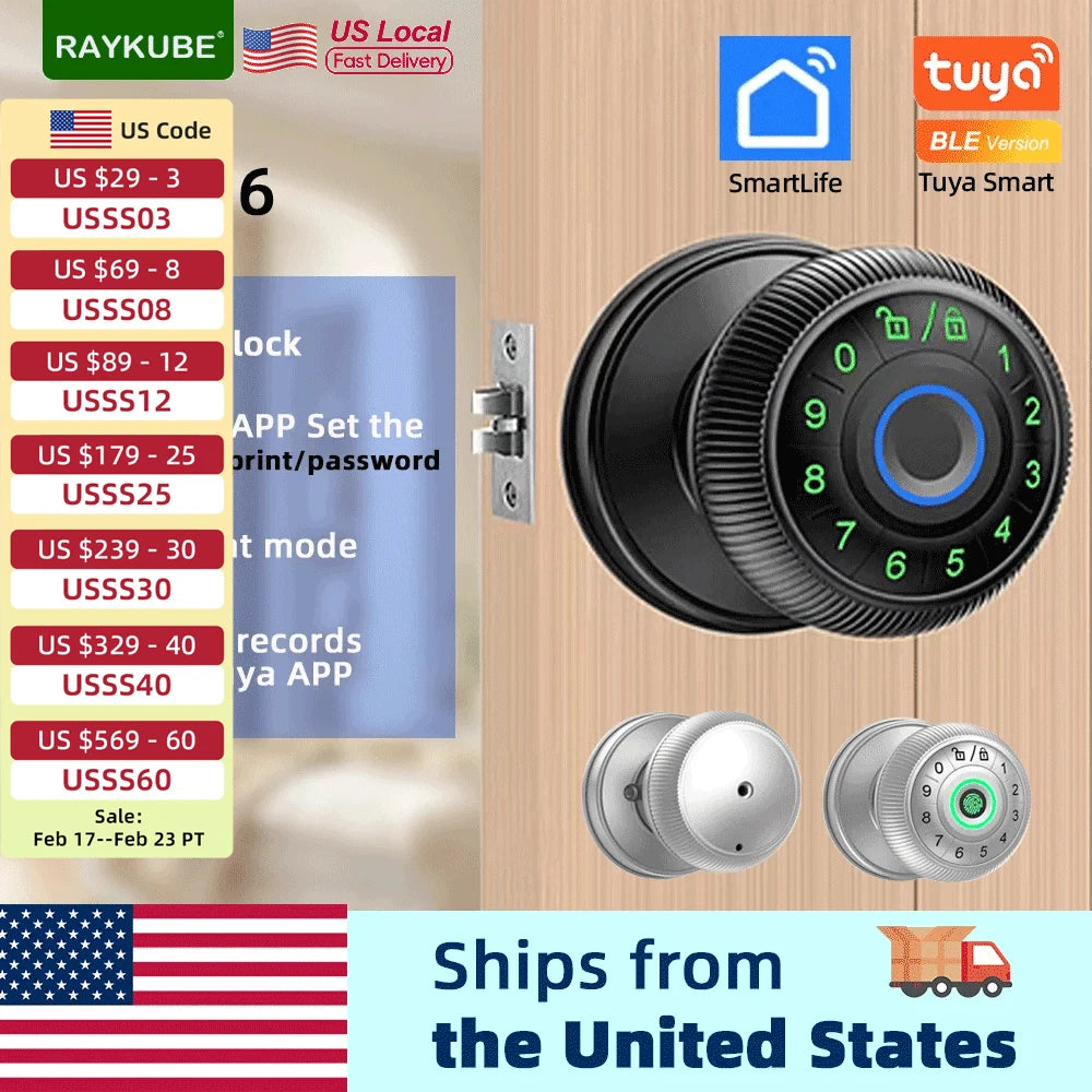 RAYKUBE Q6 Smart Fingerprint Door Lock