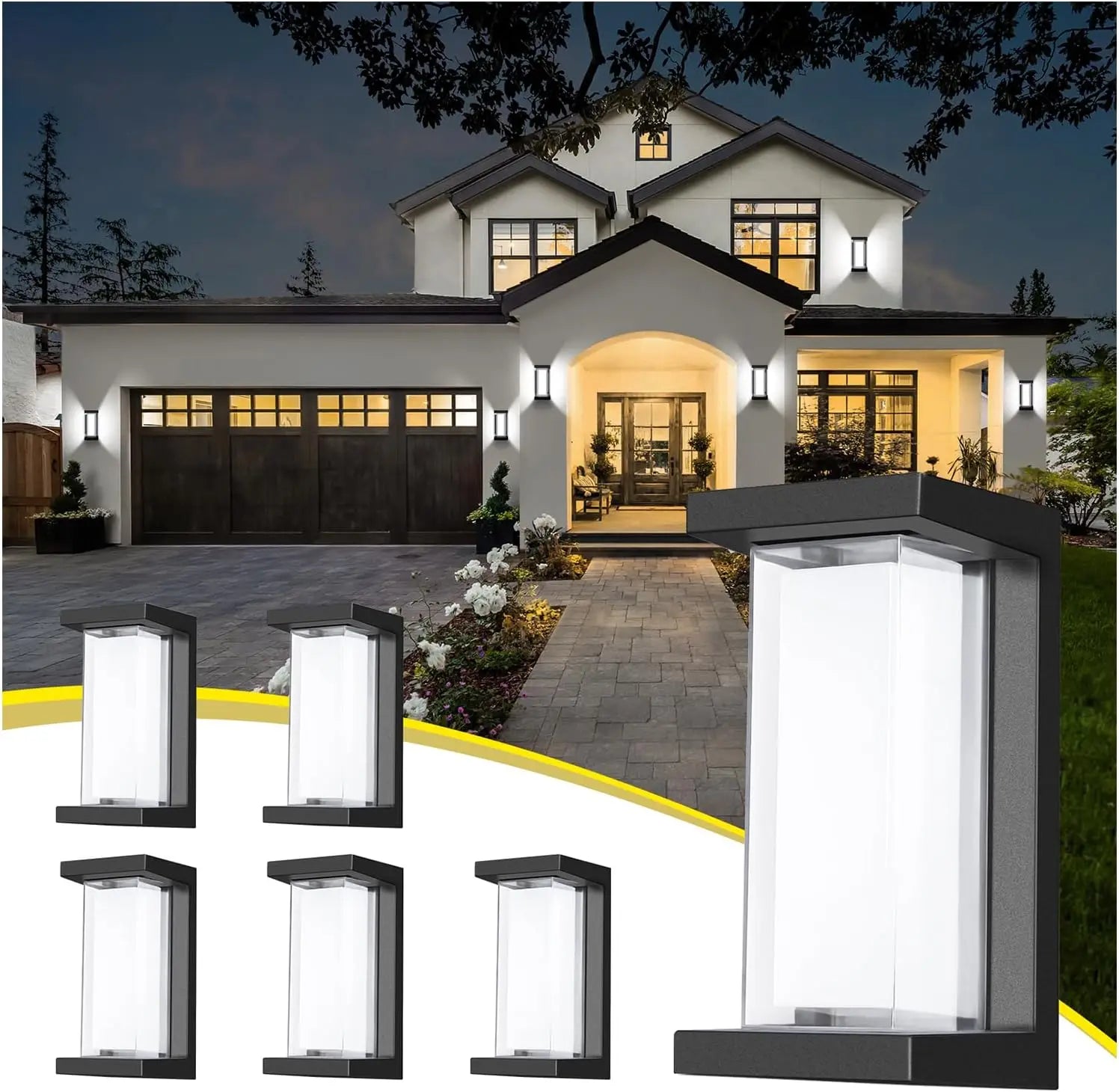18W Outdoor Black Sconce Lighting Fixtures (6 Pack)
