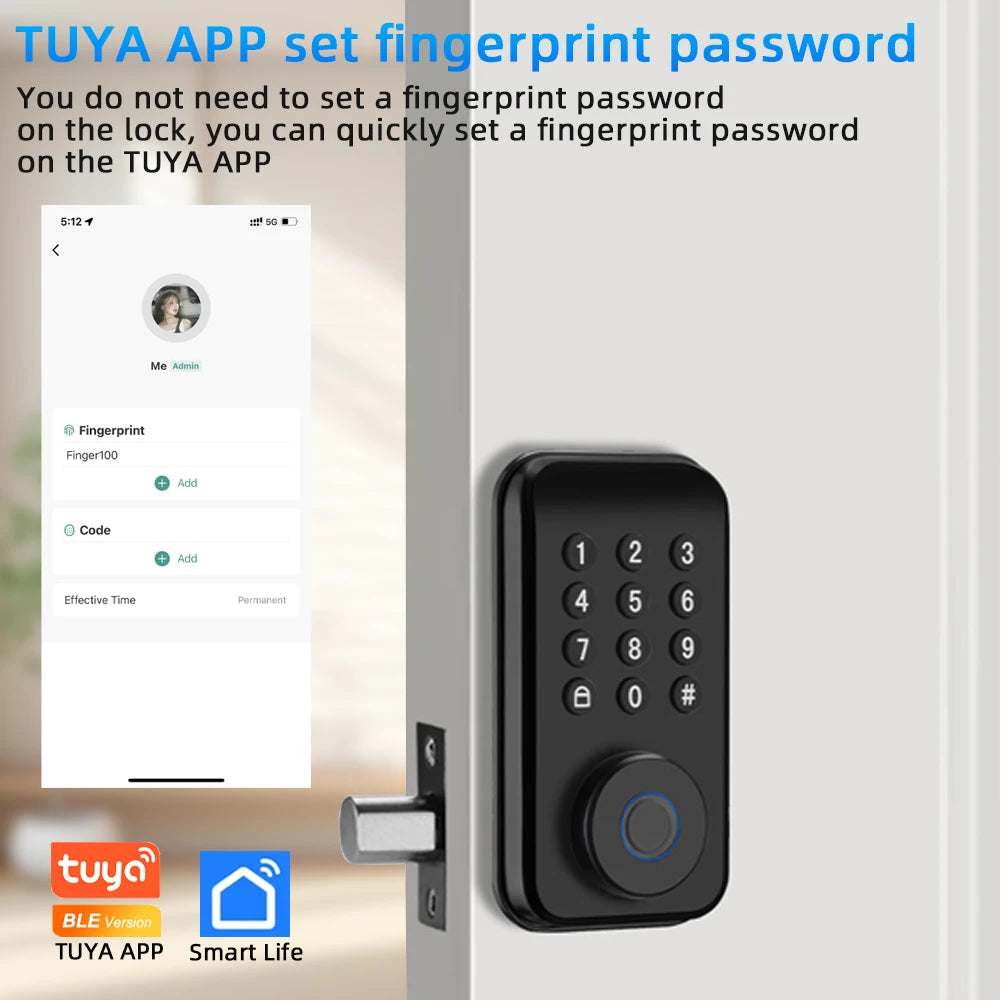 RAYKUBE Smart Fingerprint Deadbolt Lock